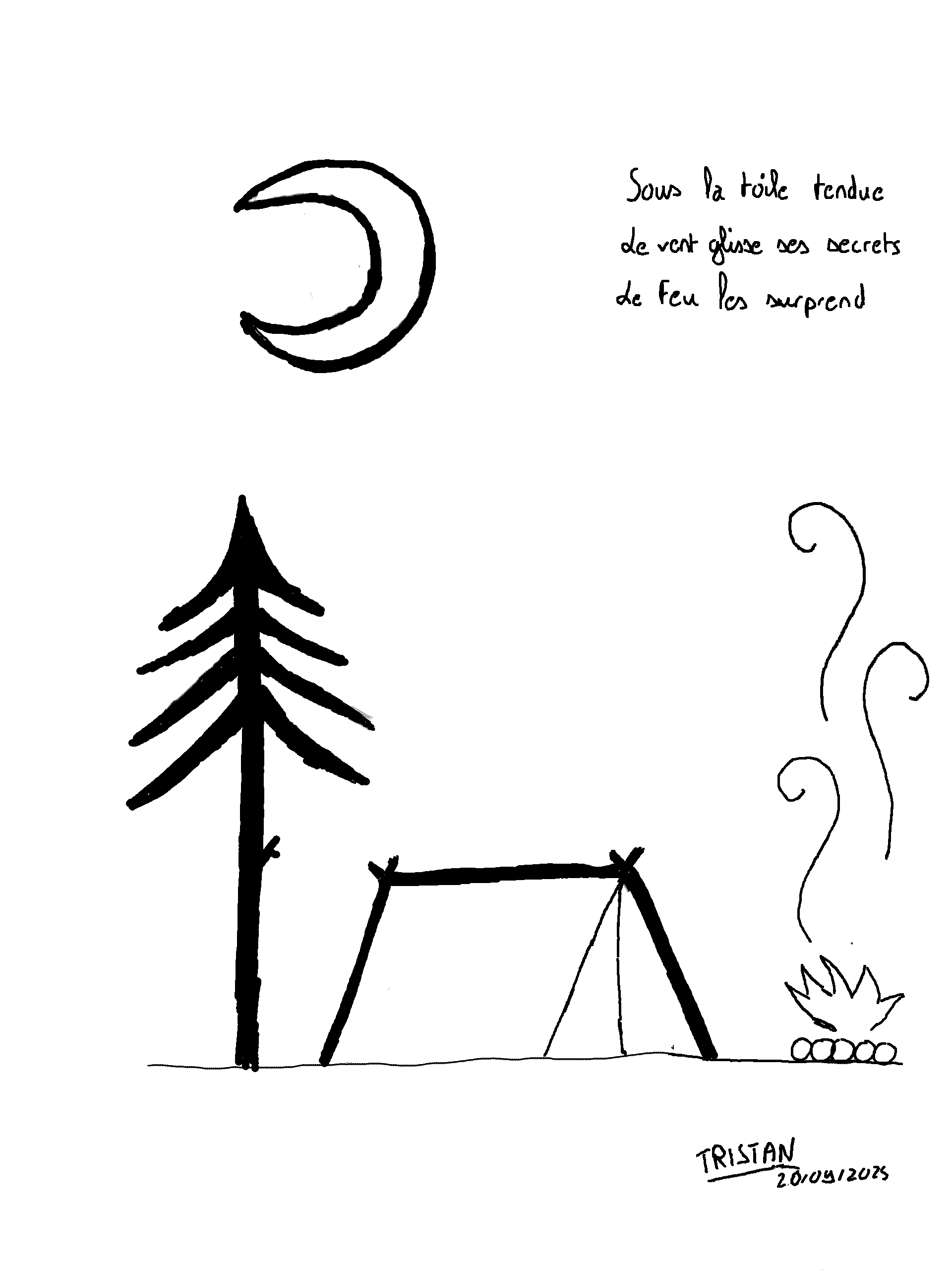 Tente sous la lune — nuit claire